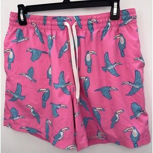 Chubbies The Toucan‎ Do It Mesh Lined Swim Trunks Blue Pink Men's Medium 5.5"